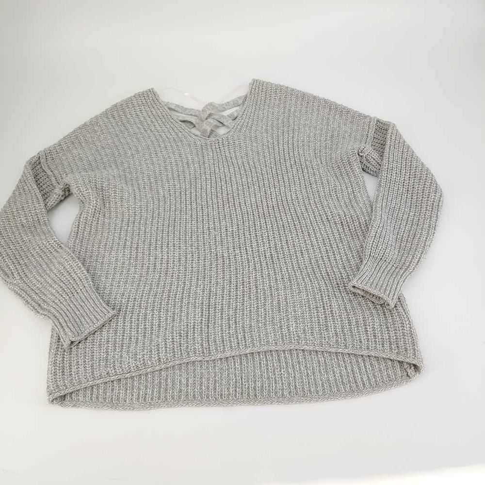 Mossimo Supply Co.Women's V- Neck Criss-Cross Back Pullover Sweater Gray Sz M